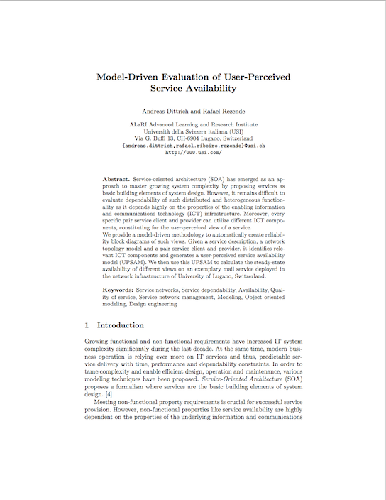 Model-Driven Evaluation of User-Perceived Service Availability